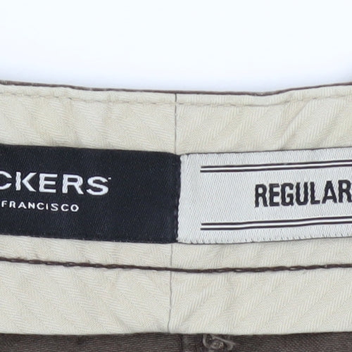 Dockers Men's Brown Chino Regular Fit Trousers 34x32 Cotton