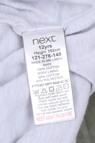 Next Girls Green Cotton Hooded Parka Coat 12 Years Lined Casual Jacket