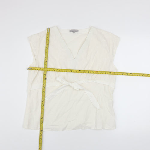 Per Se Women’s Ivory Linen V-Neck Wrap Blouse Size 20