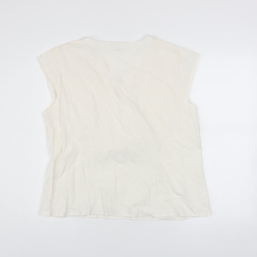 Per Se Women’s Ivory Linen V-Neck Wrap Blouse Size 20