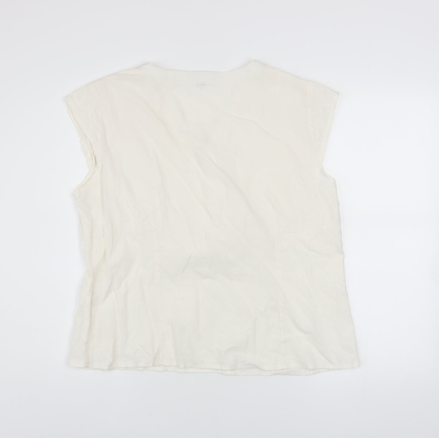 Per Se Women’s Ivory Linen V-Neck Wrap Blouse Size 20