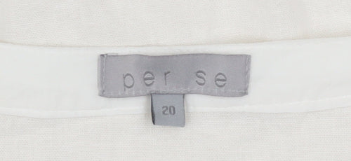 Per Se Women’s Ivory Linen V-Neck Wrap Blouse Size 20
