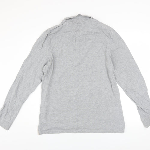 AllSaints Men's Grey Cotton Long Sleeve Polo Shirt XL