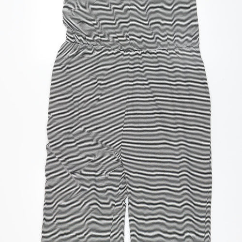 Bandia Women Black Stripe Sleeveless Jumpsuit Size 12 Cotton Blend