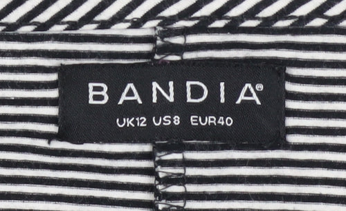 Bandia Women Black Stripe Sleeveless Jumpsuit Size 12 Cotton Blend