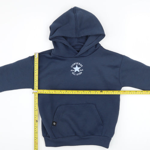 Converse Boys Blue Pullover Hoodie 5-6 Years Fleece Logo Sweatshirt