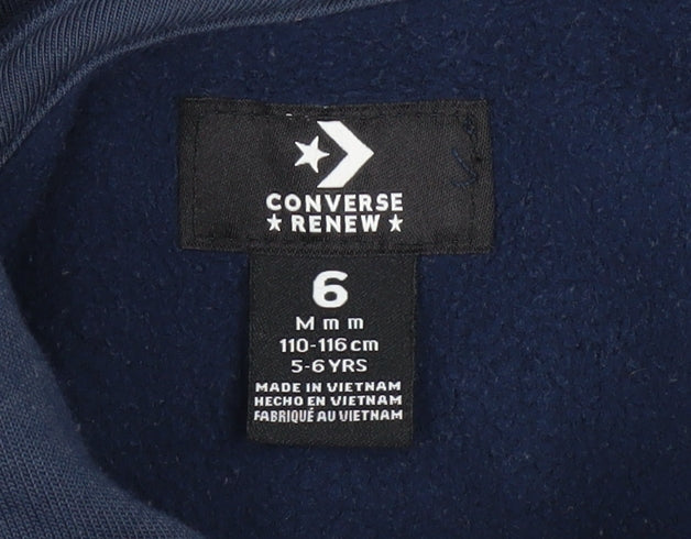 Converse Boys Blue Pullover Hoodie 5-6 Years Fleece Logo Sweatshirt