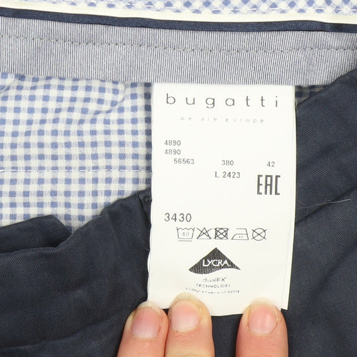Bugatti Men's Blue Chino Trousers Size L 42in Regular Fit