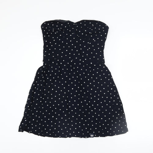 Superdry Womens Black Polka Dot Strapless Skater Dress Size M
