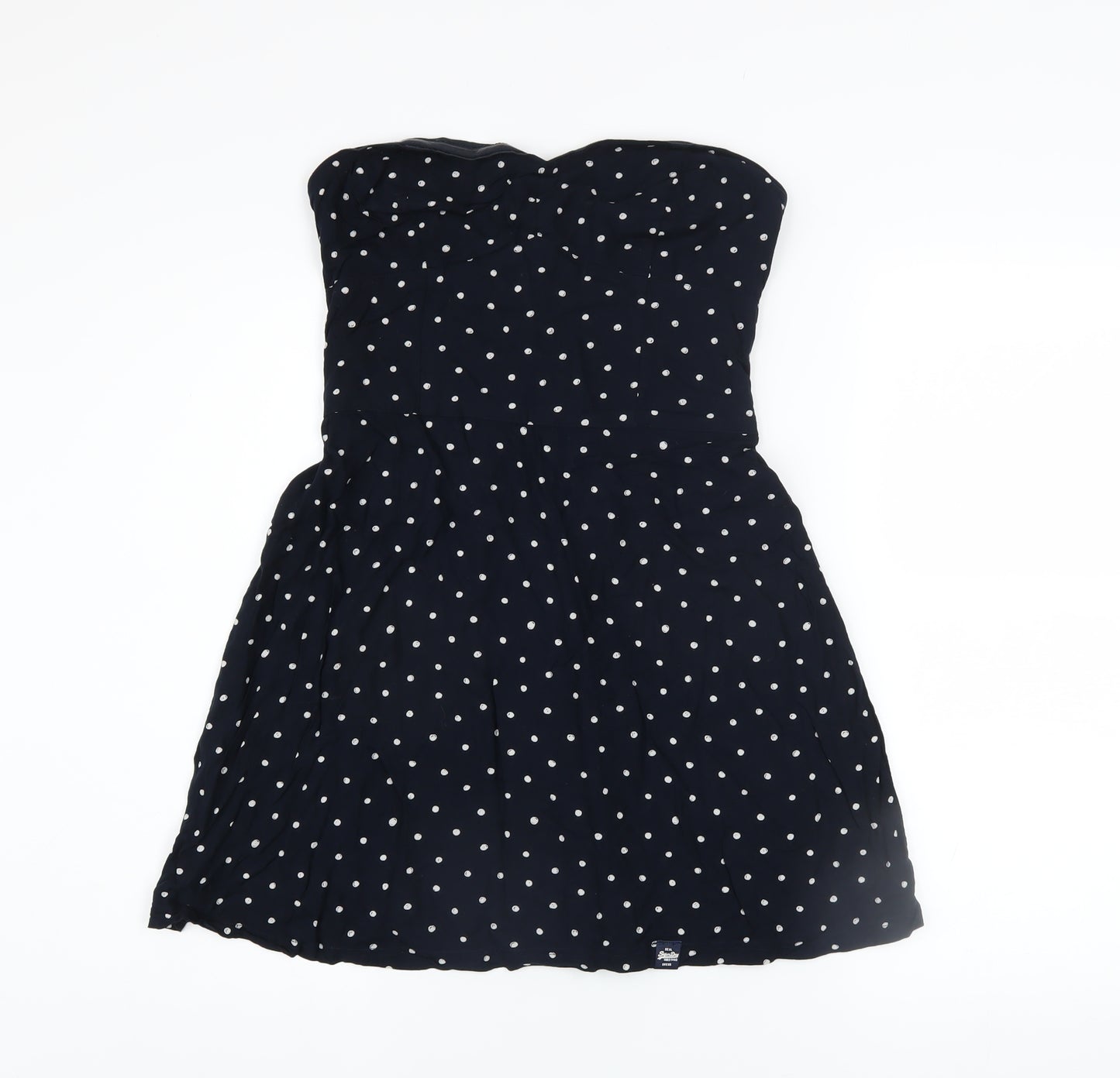 Superdry Womens Black Polka Dot Strapless Skater Dress Size M