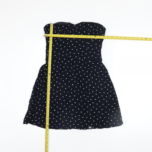 Superdry Womens Black Polka Dot Strapless Skater Dress Size M