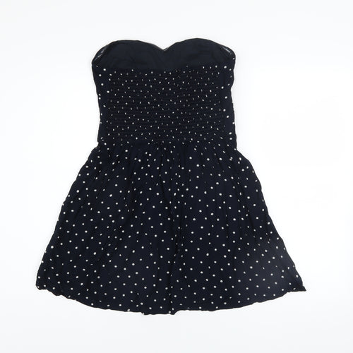 Superdry Womens Black Polka Dot Strapless Skater Dress Size M