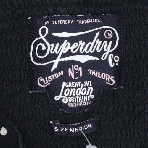 Superdry Womens Black Polka Dot Strapless Skater Dress Size M