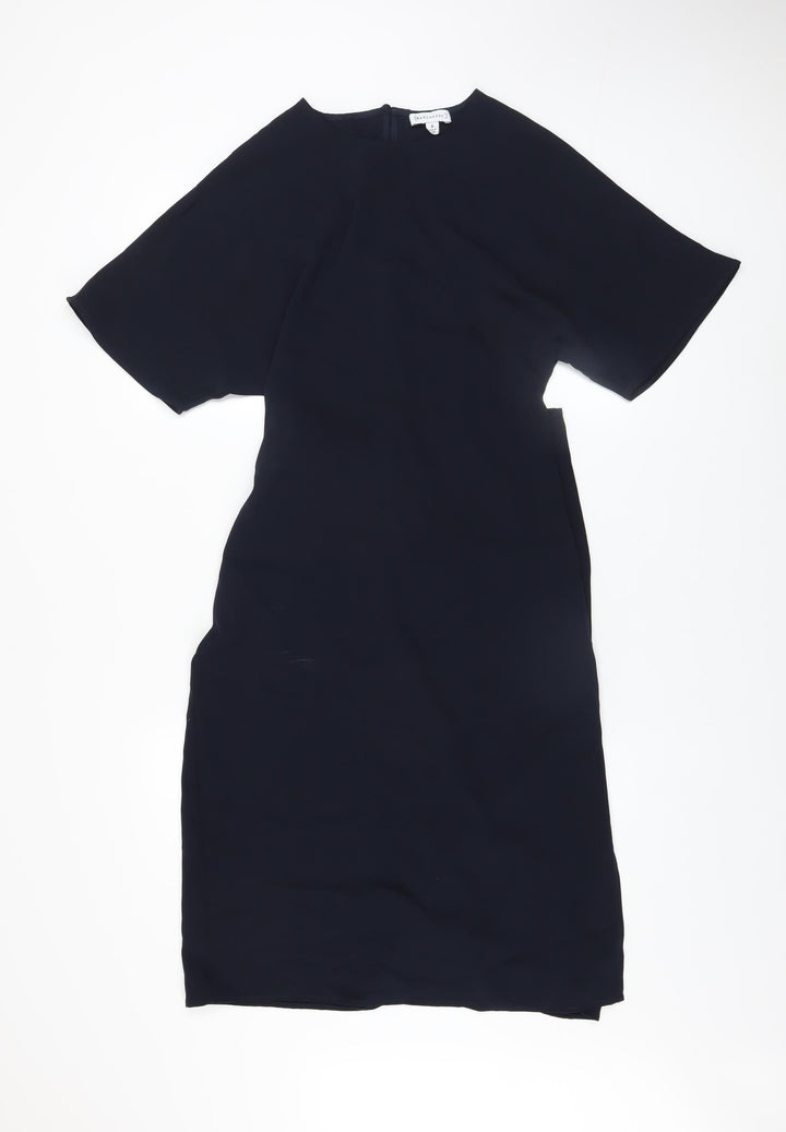 Warehouse Women’s Black Belted Wrap Dress Size 6 Half Sleeve