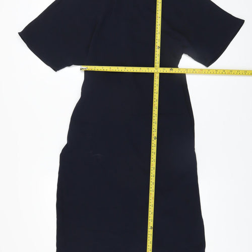 Warehouse Women’s Black Belted Wrap Dress Size 6 Half Sleeve