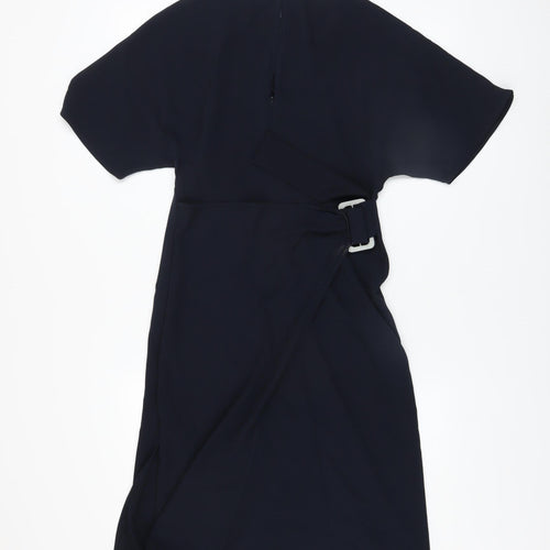 Warehouse Women’s Black Belted Wrap Dress Size 6 Half Sleeve