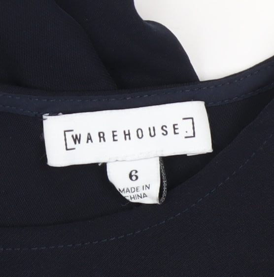 Warehouse Women’s Black Belted Wrap Dress Size 6 Half Sleeve