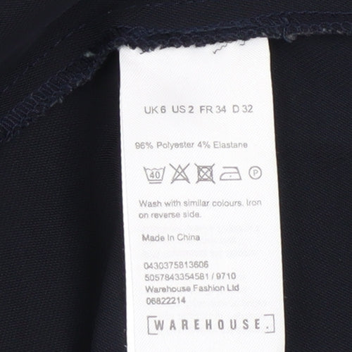 Warehouse Women’s Black Belted Wrap Dress Size 6 Half Sleeve
