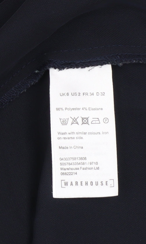 Warehouse Women’s Black Belted Wrap Dress Size 6 Half Sleeve
