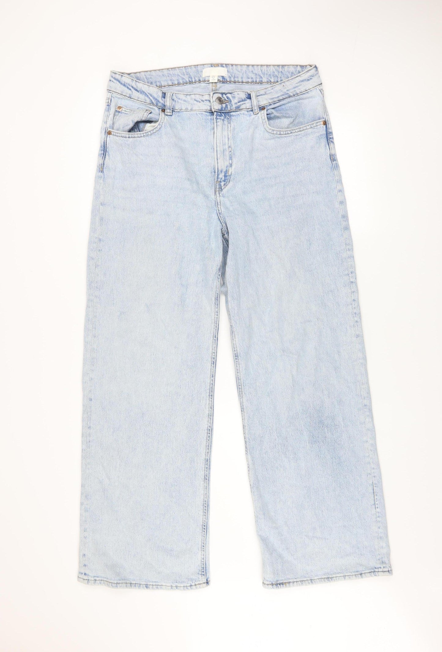 H&M Men's Light Blue Denim Straight Jeans L Regular Fit