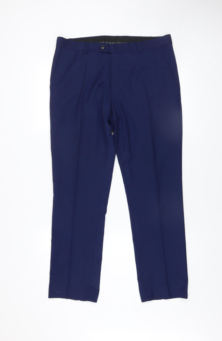 Next Men's Blue Dress Pants Trousers 34W 29L Regular Fit