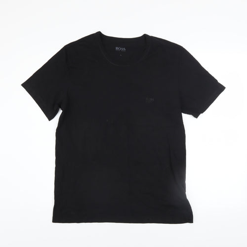 Hugo Boss Men's Black Cotton Crew Neck Regular Fit T-Shirt L