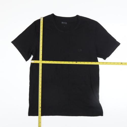 Hugo Boss Men's Black Cotton Crew Neck Regular Fit T-Shirt L