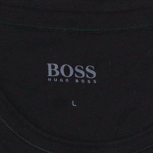 Hugo Boss Men's Black Cotton Crew Neck Regular Fit T-Shirt L