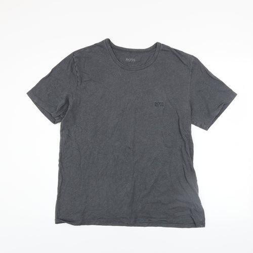 Hugo Boss Men's Grey Cotton Crew Neck Short Sleeve T-Shirt L