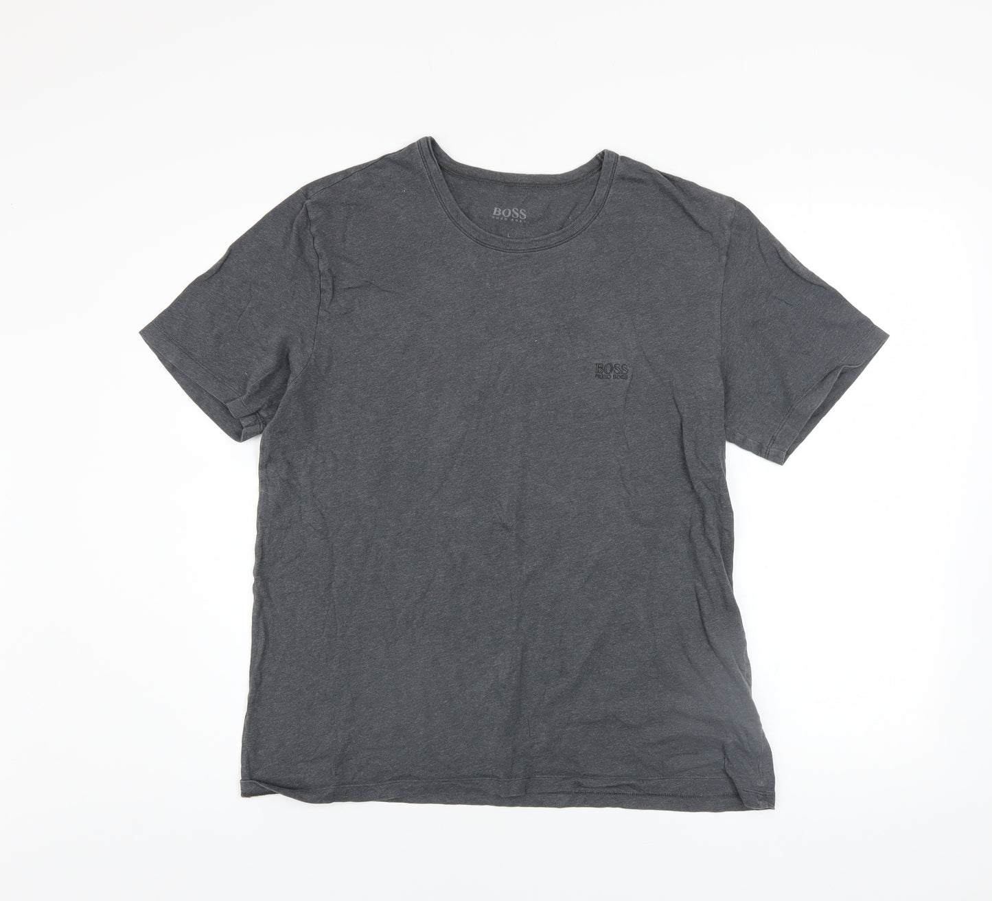 Hugo Boss Men's Grey Cotton Crew Neck Short Sleeve T-Shirt L