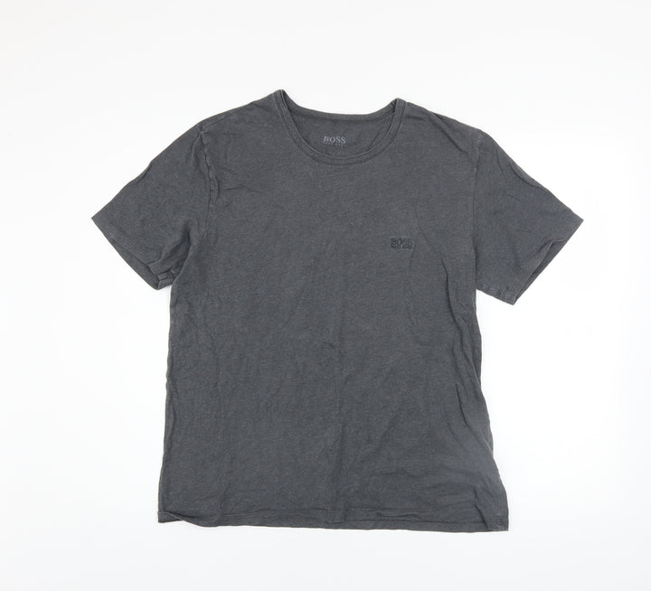 Hugo Boss Men's Grey Cotton Crew Neck Short Sleeve T-Shirt L