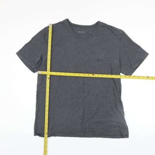 Hugo Boss Men's Grey Cotton Crew Neck Short Sleeve T-Shirt L