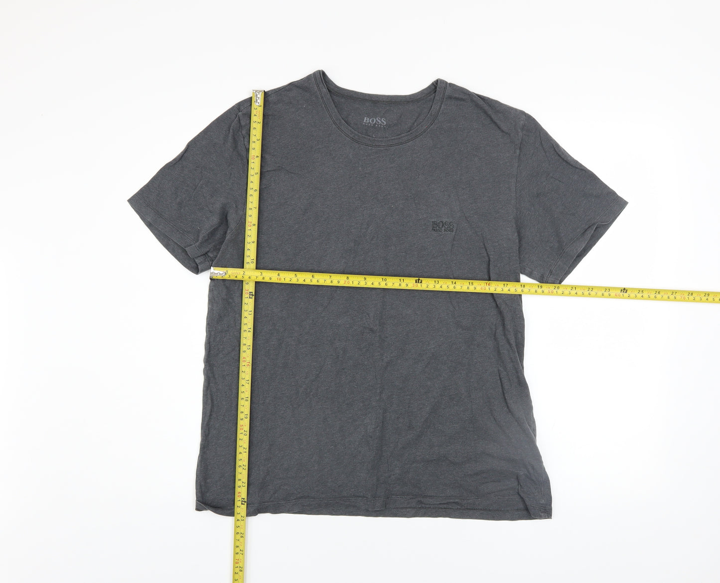 Hugo Boss Men's Grey Cotton Crew Neck Short Sleeve T-Shirt L