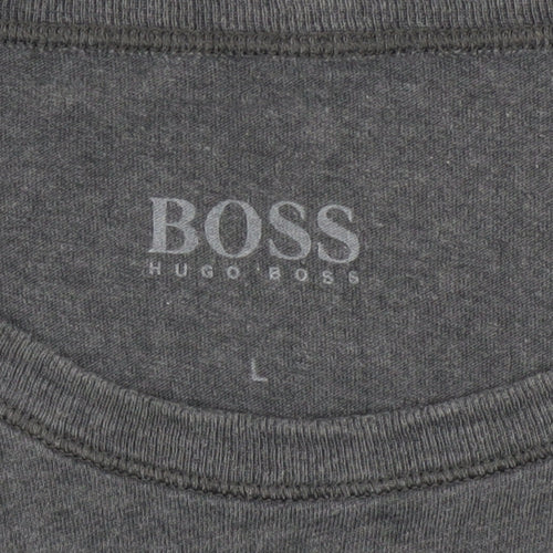 Hugo Boss Men's Grey Cotton Crew Neck Short Sleeve T-Shirt L