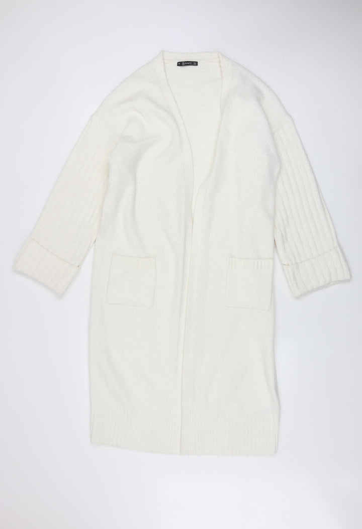Dunnes Women Cream Open Cardigan Small Polyester Blend Longline