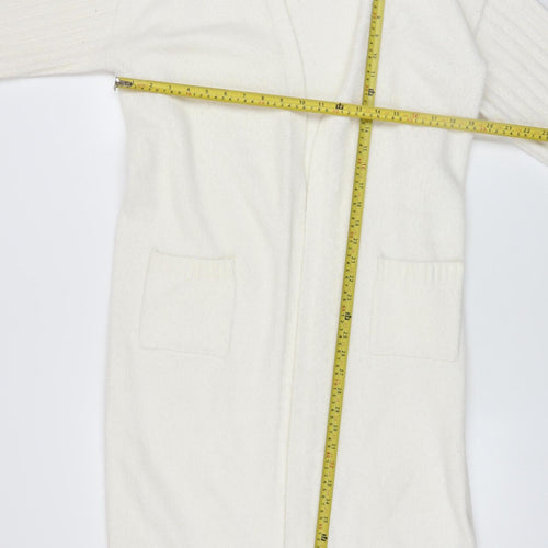 Dunnes Women Cream Open Cardigan Small Polyester Blend Longline