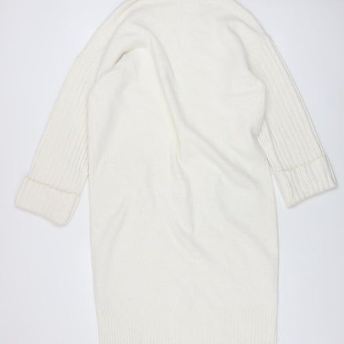 Dunnes Women Cream Open Cardigan Small Polyester Blend Longline