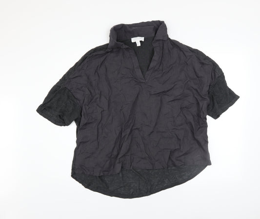 The White Company Womens Black Linen Short Sleeve Tunic Top Size L