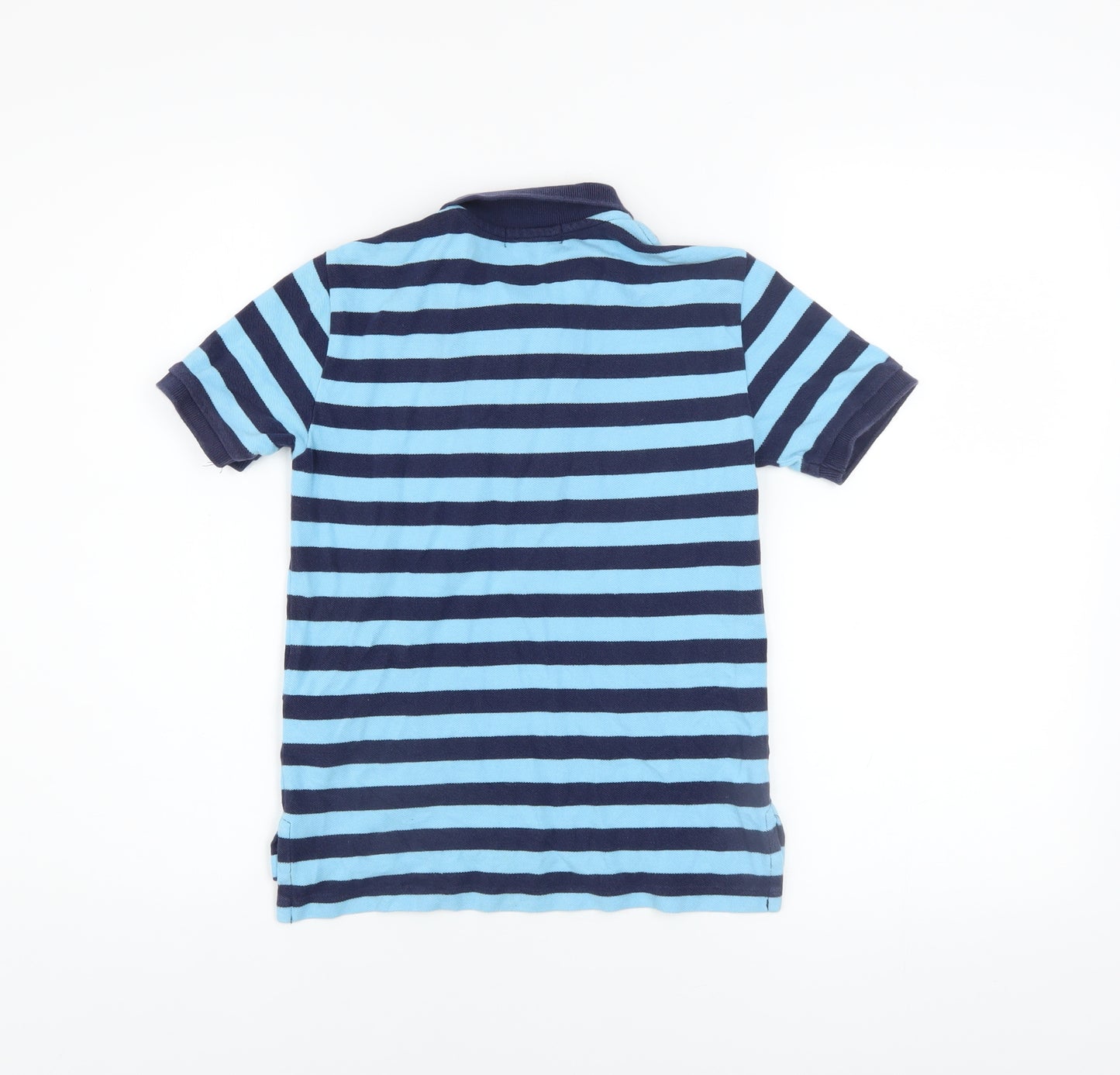 Polo Ralph Lauren Boys Blue Striped Cotton Short Sleeve Polo Shirt Size 8