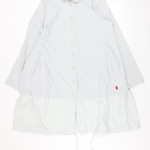 Vetono Women’s White Long Lightweight Buttoned Rain Coat L
