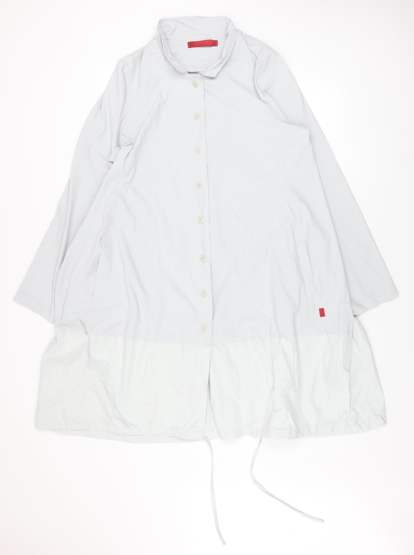 Vetono Women’s White Long Lightweight Buttoned Rain Coat L