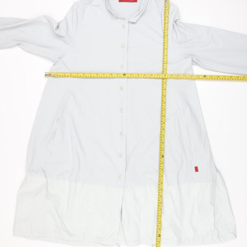Vetono Women’s White Long Lightweight Buttoned Rain Coat L