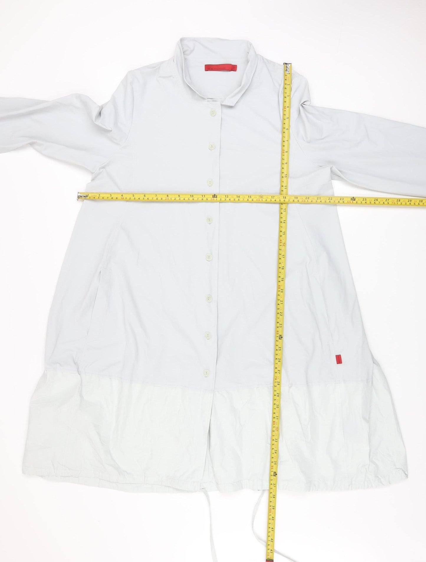 Vetono Women’s White Long Lightweight Buttoned Rain Coat L