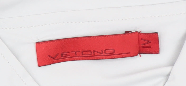 Vetono Women’s White Long Lightweight Buttoned Rain Coat L