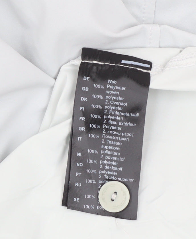 Vetono Women’s White Long Lightweight Buttoned Rain Coat L