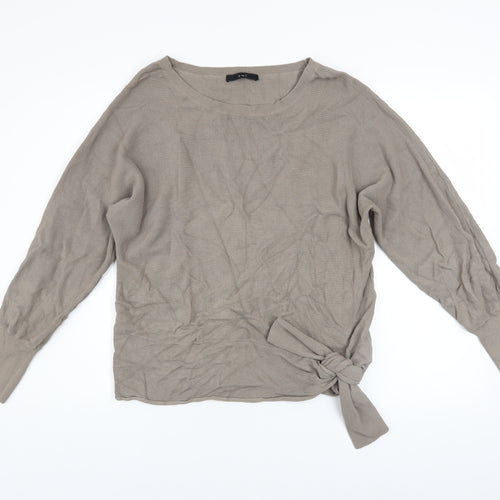 Oui Women’s Beige Boat Neck Tie Side Knit Jumper Size 14