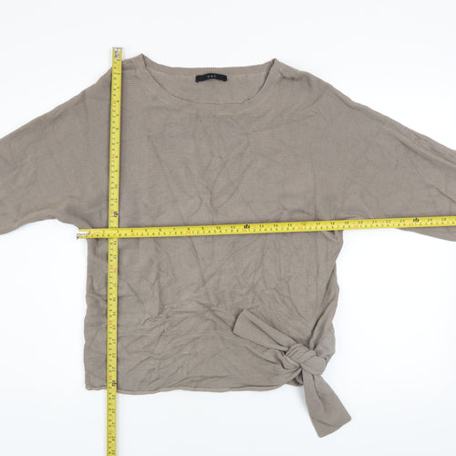 Oui Women’s Beige Boat Neck Tie Side Knit Jumper Size 14