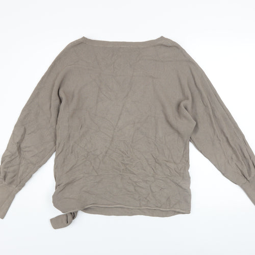 Oui Women’s Beige Boat Neck Tie Side Knit Jumper Size 14