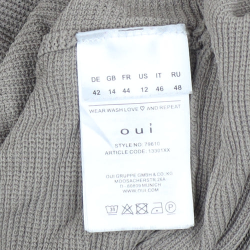 Oui Women’s Beige Boat Neck Tie Side Knit Jumper Size 14
