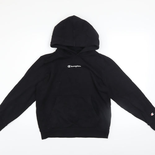 Champion Boys Black Pullover Hoodie 11-12 Years Regular Fit Fleece Sweatshirt